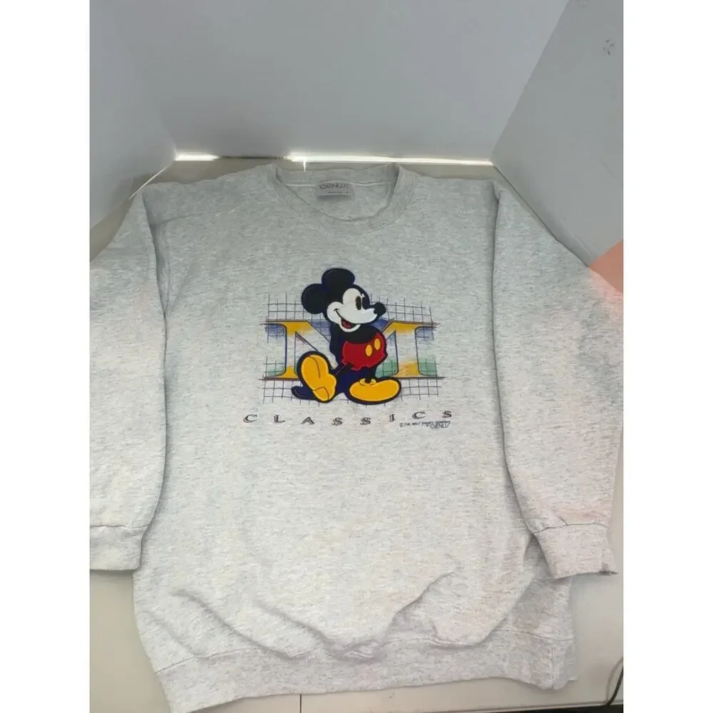VTG Mickey Mouse Classics Sweatshirt Gray Large Walt Disney Genus Embroider 90s - Picture 2 of 8